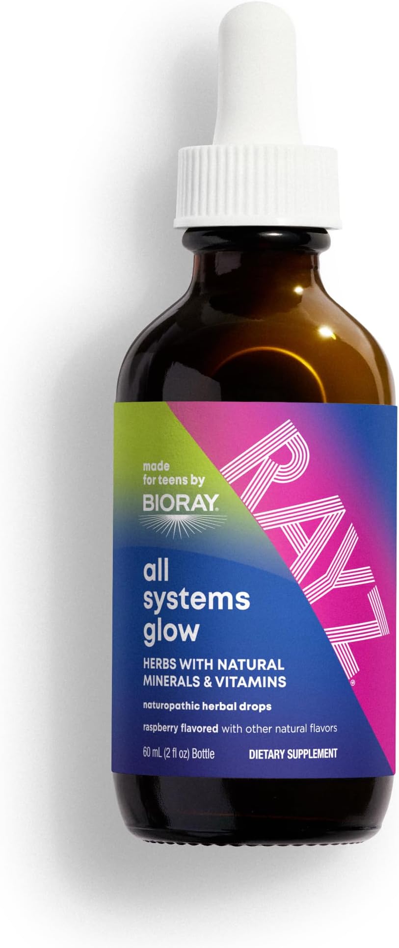 RAYZ All Systems Glow, Raspberry Flavor - 2 fl oz - Convenient Source of Vitamins & Minerals for Teens 12-18 Years Old