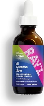 BIORAY RAYZ All Systems Glow, Raspberry Flavor - 2 fl oz - Convenient Source of Vitamins & Minerals for Teens 12-18 Years Old