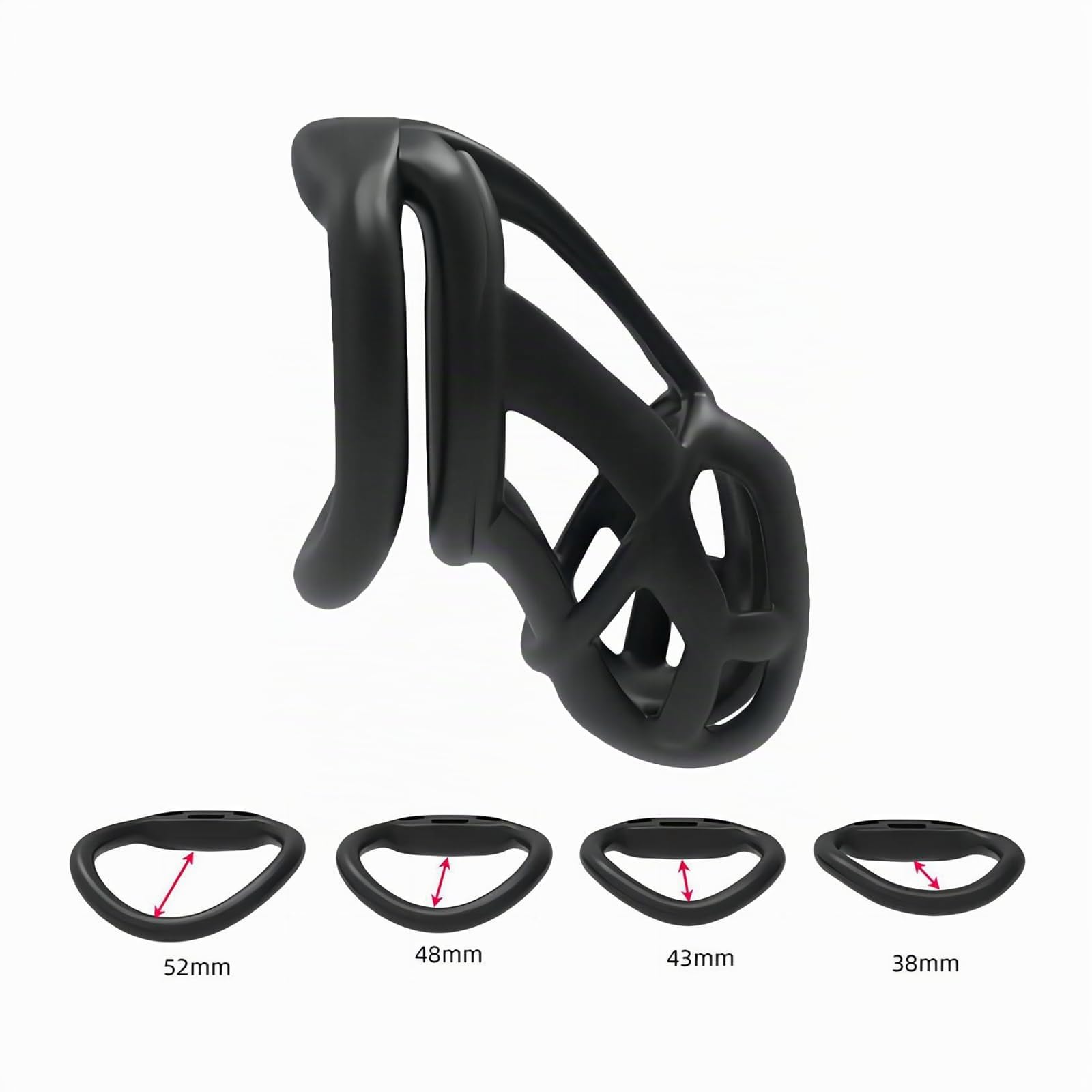 Cage de Chasteté Pénis Sex Toys Chastity Cage pour Pénis avec 4 Anneaux Différents Ceintures de Chasteté avec Serrures Invisibles pour Immobiliser Les Pénis d'Hommes Respirante et Légère (Black,L)