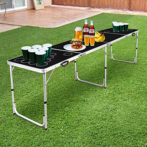 Wodesid Beer Pong Table Portable Flip Cup Table Folding Games Table Lightweight Tailgate Tables with Carrying Handles