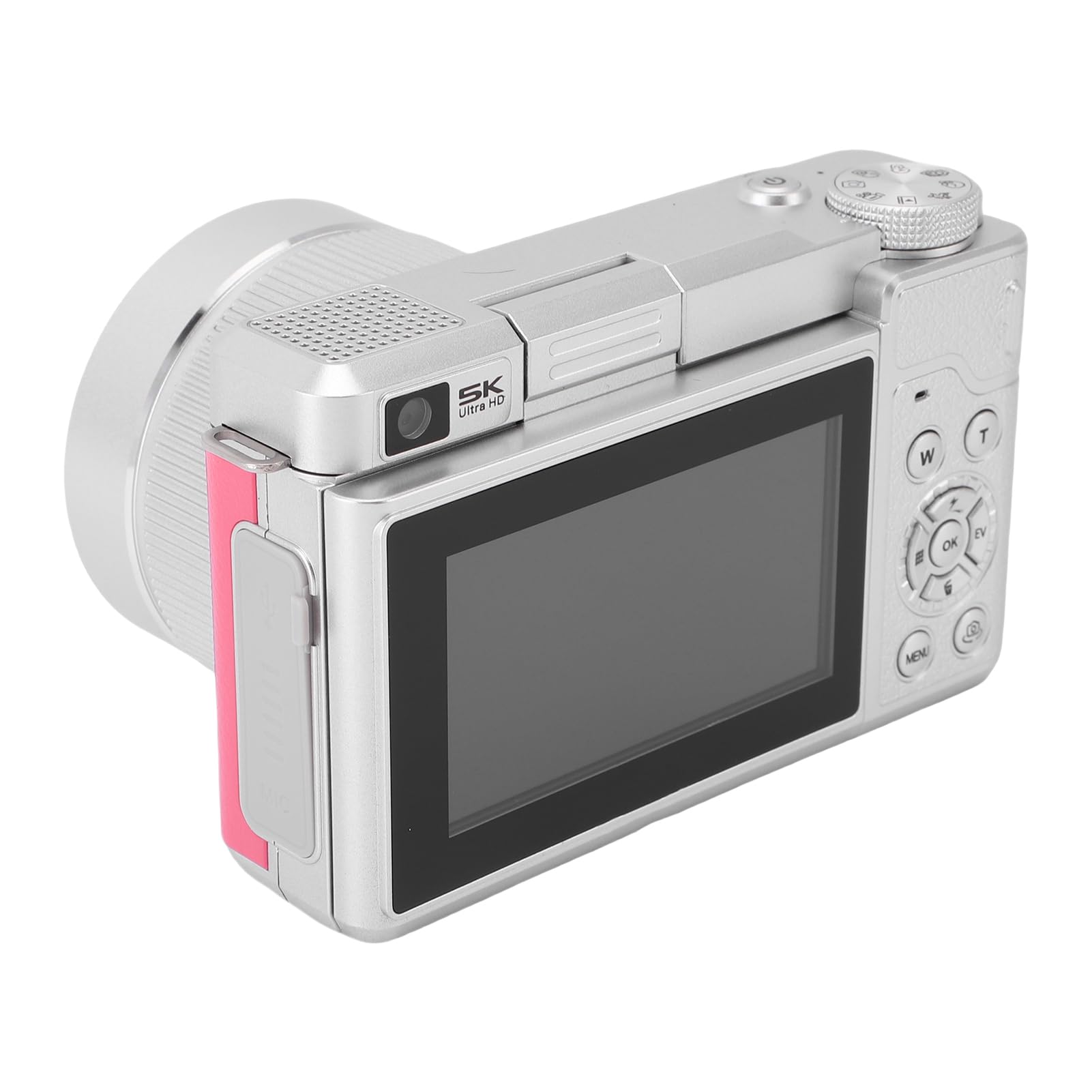 Fotocamera Digitale 5k per Fotografia, Videocamere Wi FI 80MP, Videocamera HD AutoFocus Compact Cam da 3 Pollici da 3 Pollici a 180 ° Schermo con Zoom Digitale 18x per VLOG (PINK)