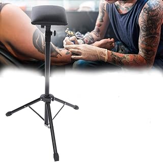 Tattoo Armrest, Height Adjustable Stand Arm Bar Pad Tattoo Rest Chair Tattoo Armrest Tripod Stand with Soft Sponge Pad Portable Tattoo Arm Leg Rest PVC Leather for Tattoo Artist