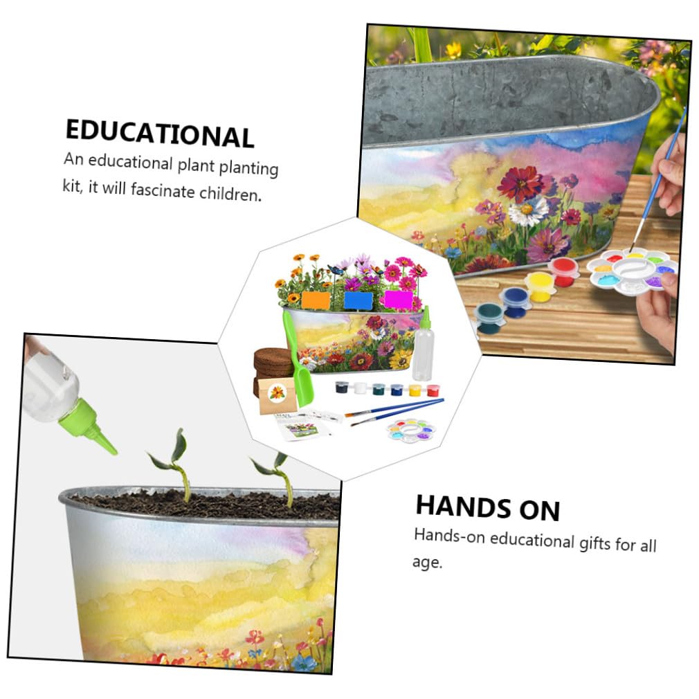 jojofuny Maceta de Hierro para Plantar Hierbas Aromáticas para Niños Kit de Jardinería para Explorar Creatividad y Disfrutar en Compañía DIY