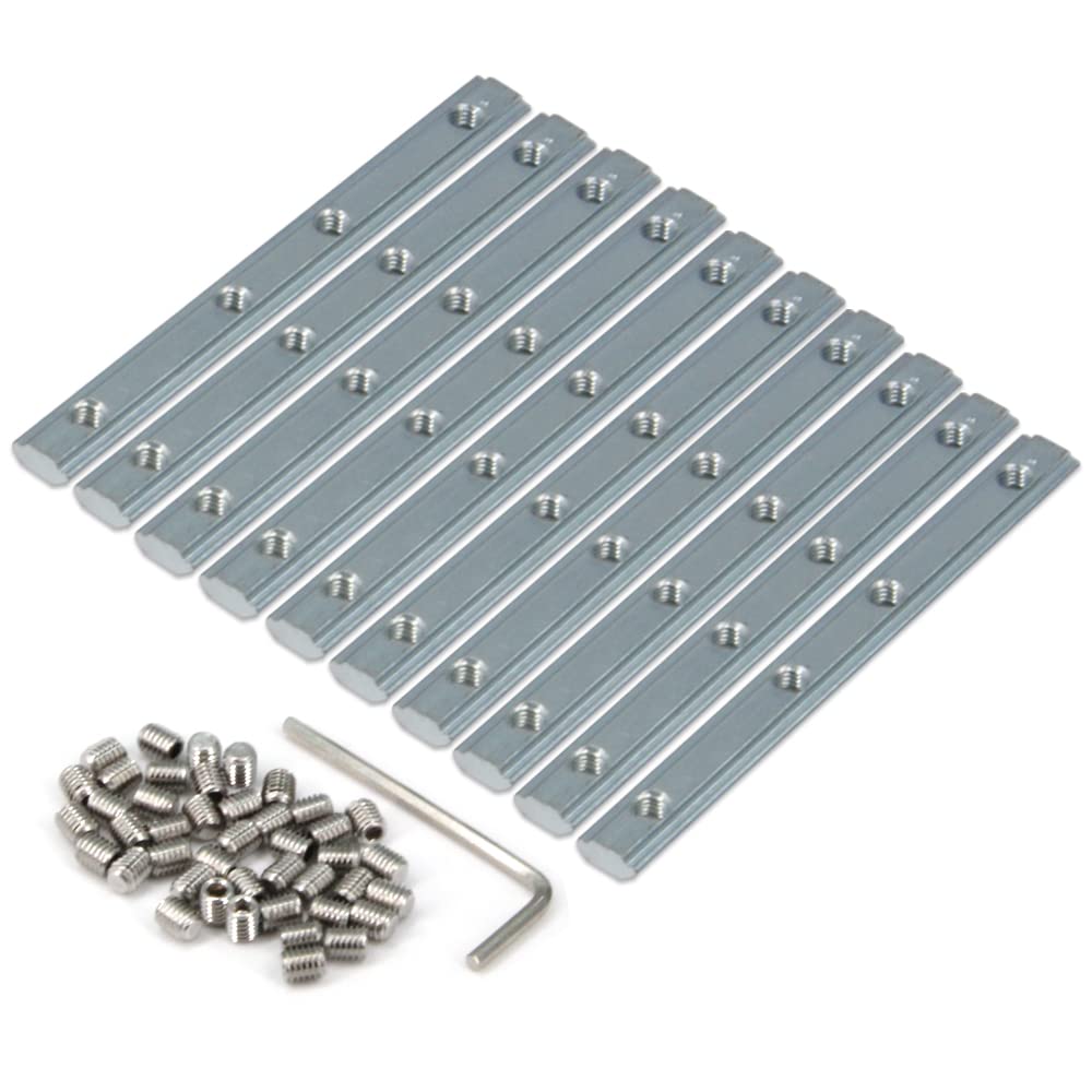 Zeberoxyz 10 Stück Gerade Linienverbinder Länge 3,9 Zoll Gelenkhalterung mit M5-Schrauben für 2020 Serie T-Schlitz 6 mm Aluminium-Extrusionsprofil (Gerade Halterungen-Silber)