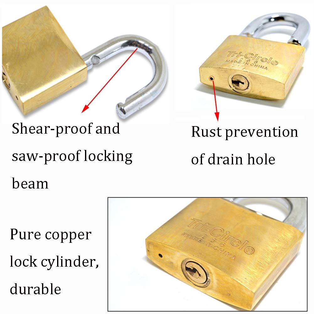 candado Llave Latón Llave del candado, a Prueba de Agua Moho Y antirrobo de Bloqueo de Seguridad, 3 Llaves, Ancho 20mm-75mm (Size : 75x115.5mm)