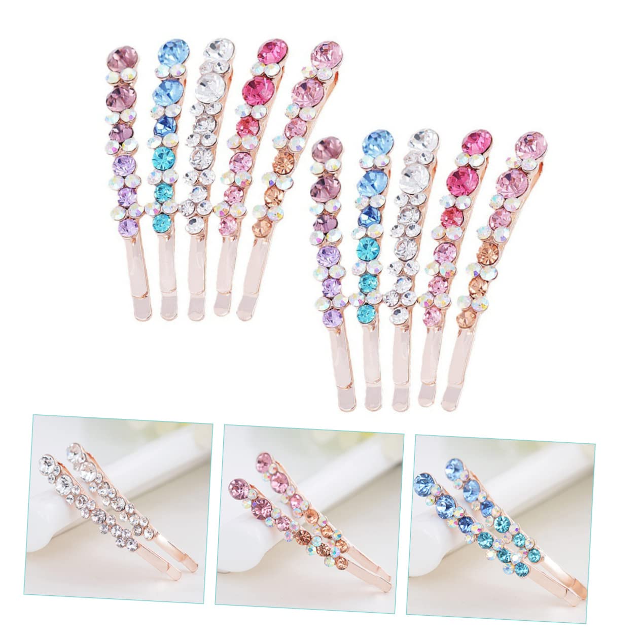FRCOLOR 30stücke Teiliges Glitzernde Haarnadeln Mit Strass Für Damen Shiny Bobby Pins Für Hochzeiten Partys Und Besondere Anlässe Stilvolle Haarschmuck-accessoires Weiß Blau Rosa Und