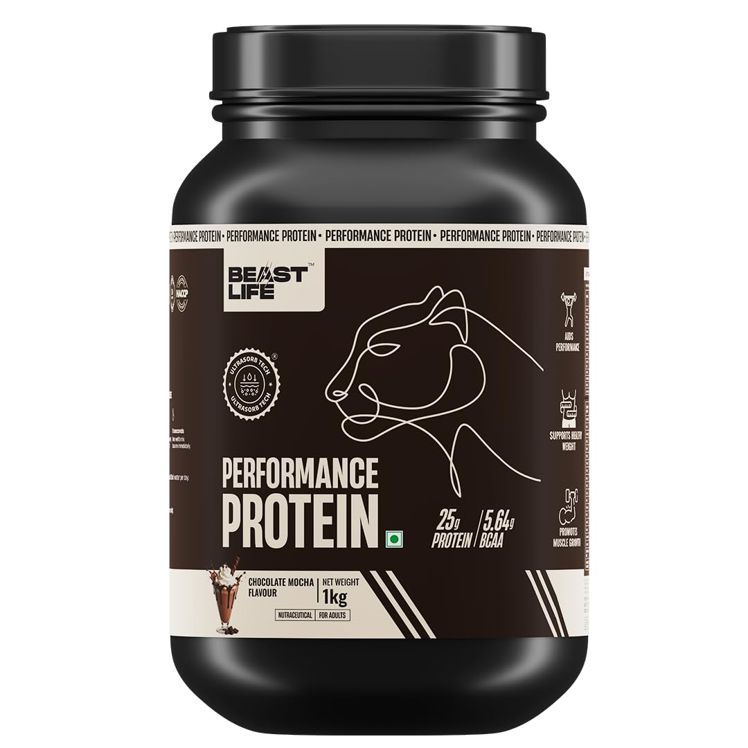 BeastLife Performance Yeast Protein Powder | 25g Protein | Chocolate Mocha Flavour|NABL Lab Certified | High Absorption for Muscle Growth |Smooth & Light, Easy to Digest with Ultrasorb Tech|5.64g BCAA | Best For Gut | Beta Glucan | Improves Immune Function | 1 Kg