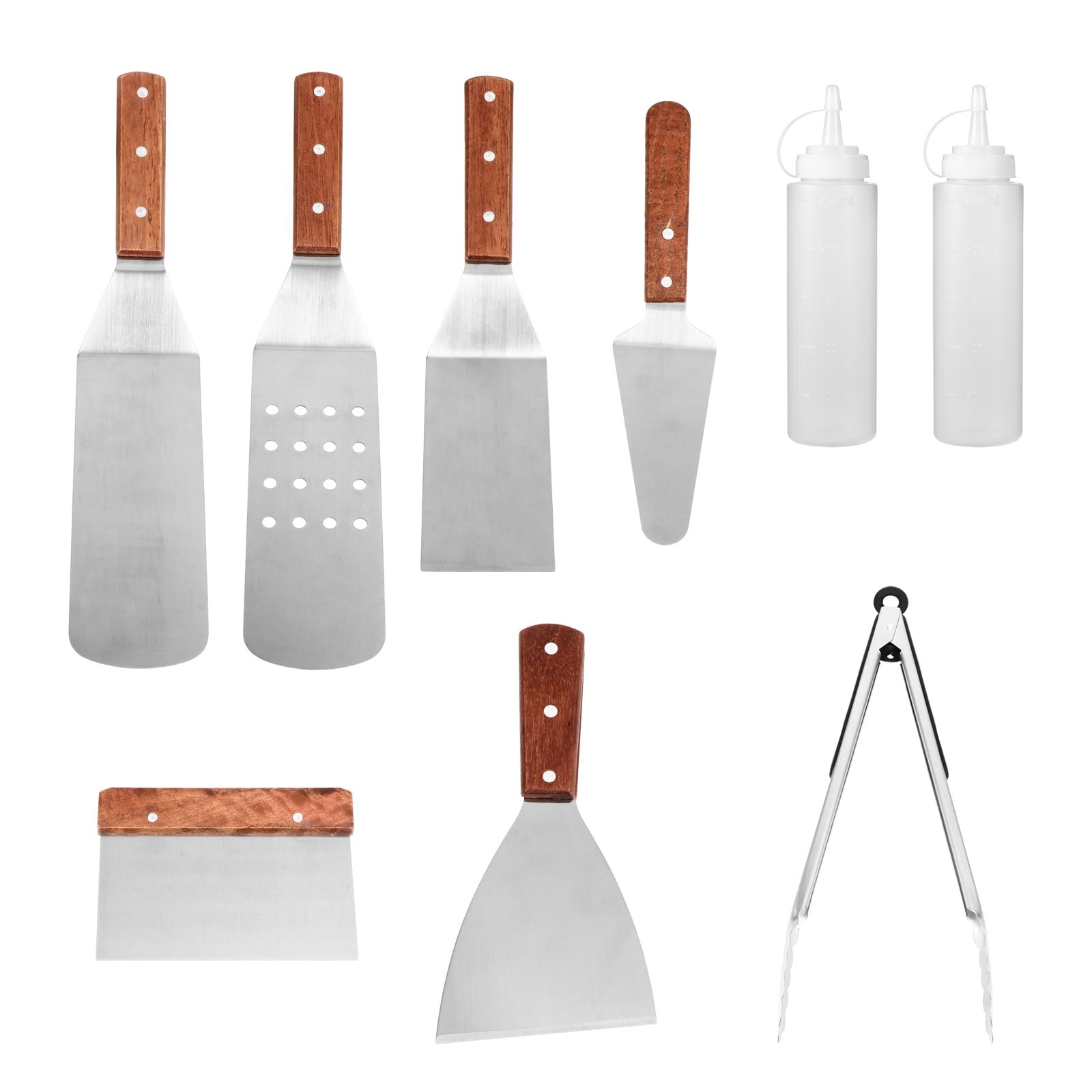 VICASKY Set Accessori Barbecue in Acciaio Inossidabile 9 Pezzi Leggero e Facile da Trasportare per Grigliate All'aperto
