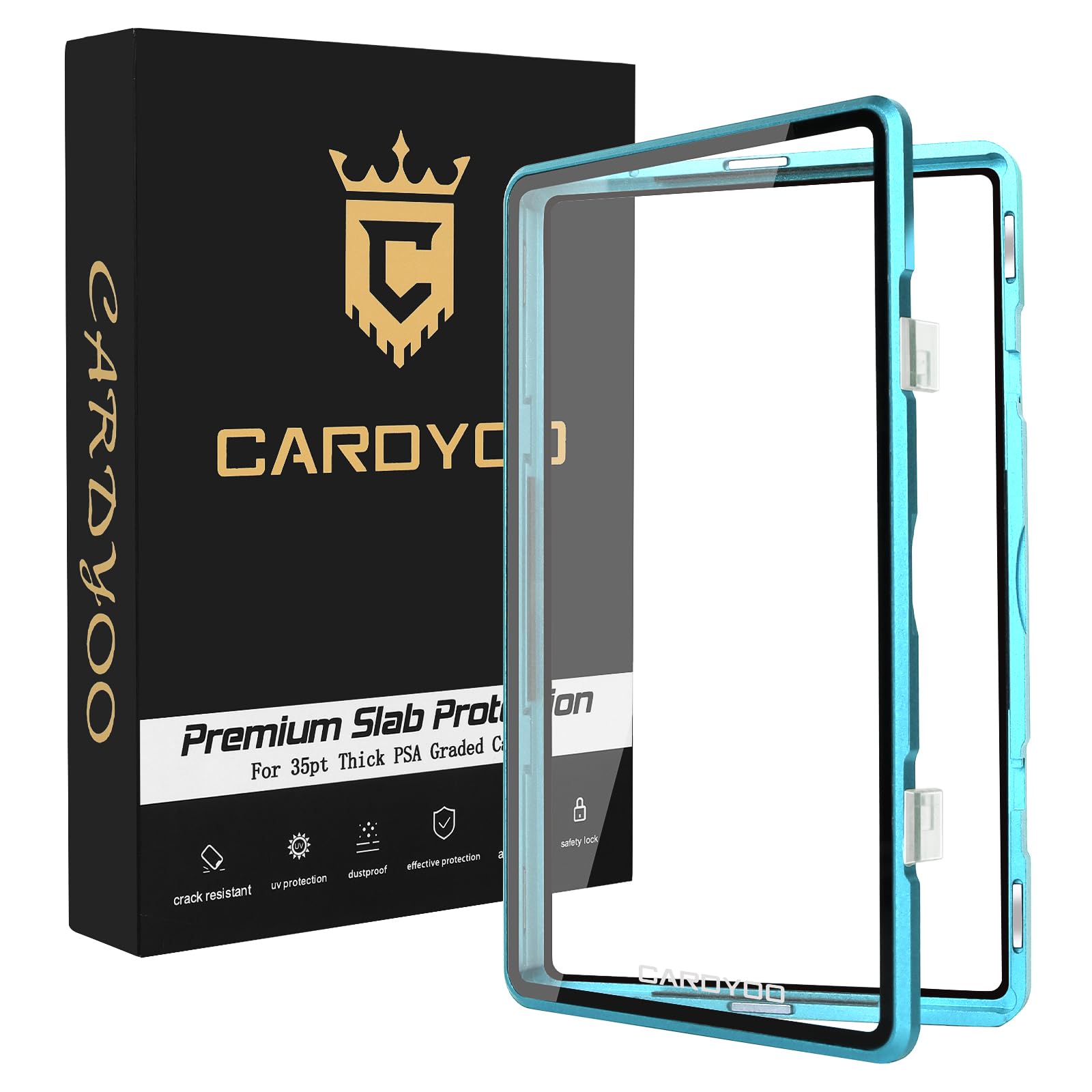 PSA Slab Case, CARDYOO Premium PSA Slab Protector, Metal Graded Card Case, UV Resistant Glass (Blue, 35PT)