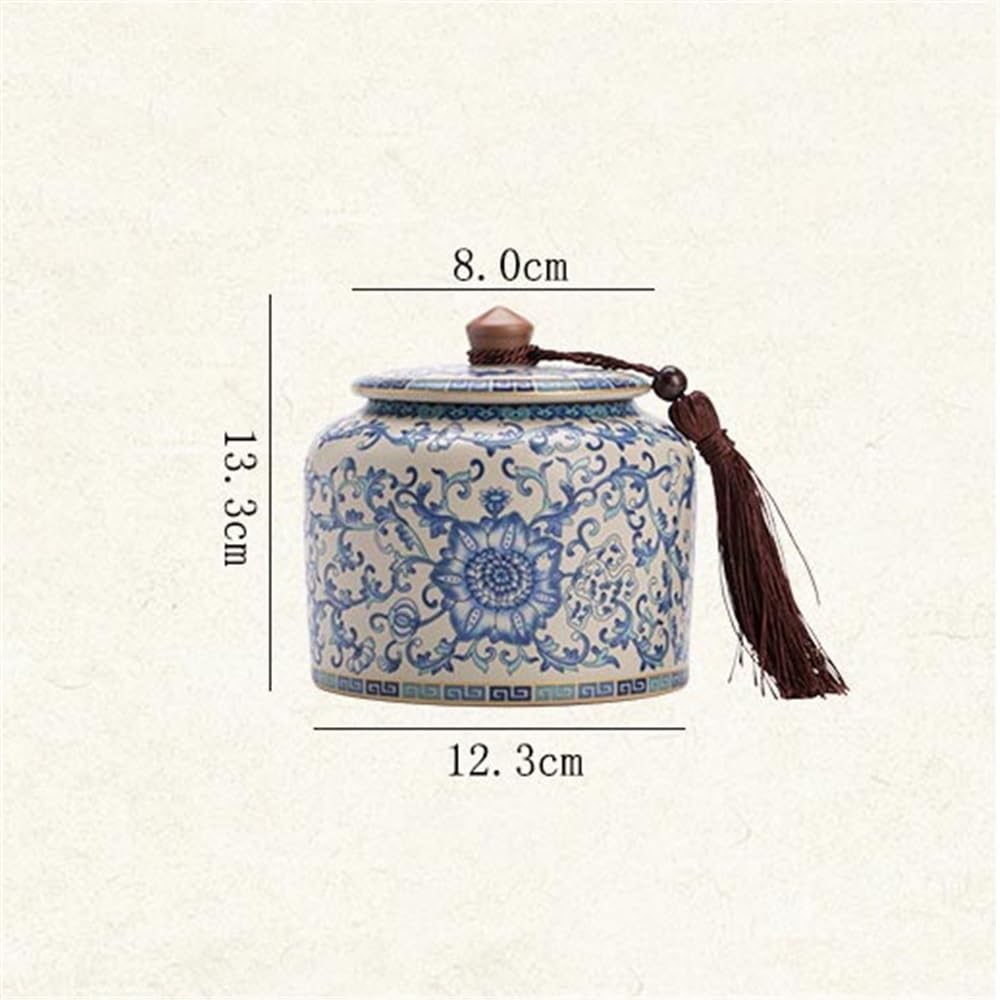 Bote de té Lata de cerámica China for Guardar té con Tapa sellada y asa de Transporte. Recipiente Recto Caja de té