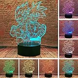 Goku und Vegeta Figur Nachtlampe - 3D Dragon Cartoon Kakarotto Super Sohn Anime 16 Farbwechsel Acryl Schreibtisch Licht - Kind Kinder Schlafzimmer Dekor - Kind Baby Geschenke Spielzeug