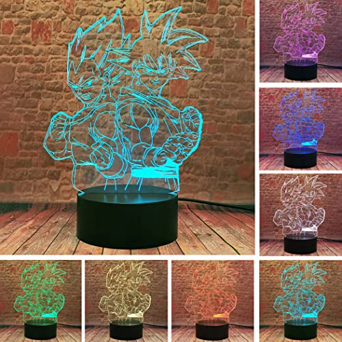 Goku und Vegeta Figur Nachtlampe - 3D Dragon Cartoon Kakarotto Super Sohn Anime 16 Farbwechsel Acryl Schreibtisch Licht - Kind Kinder Schlafzimmer Dekor - Kind Baby Geschenke Spielzeug Cover