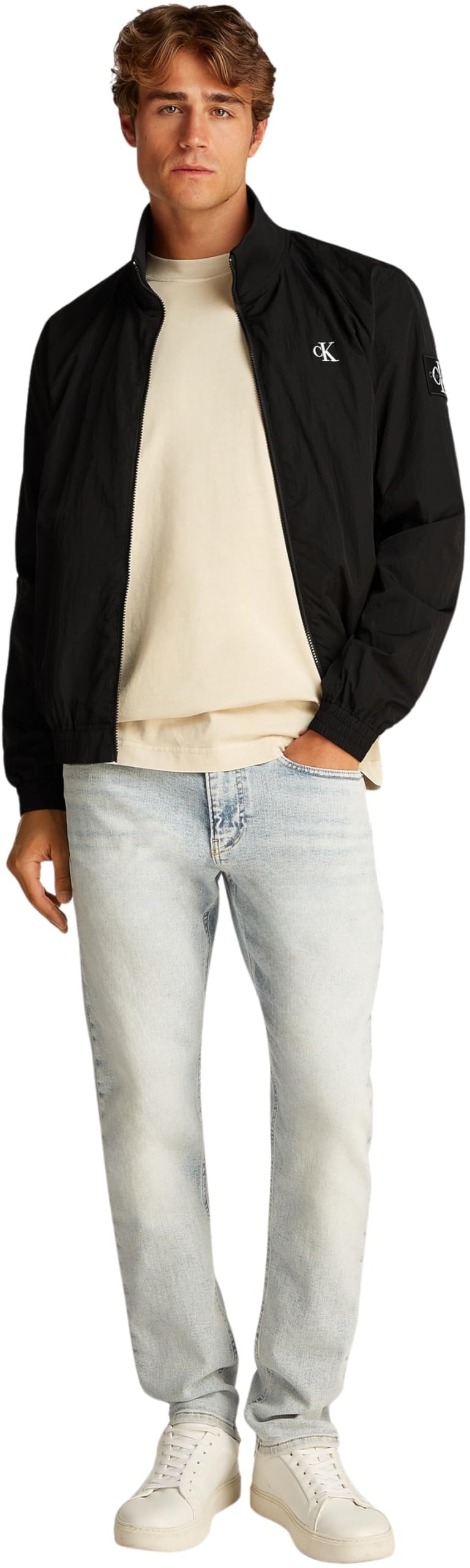Calvin Klein Uomo Giacca a Vento Unpadded Harrington con Colletto alla Coreana