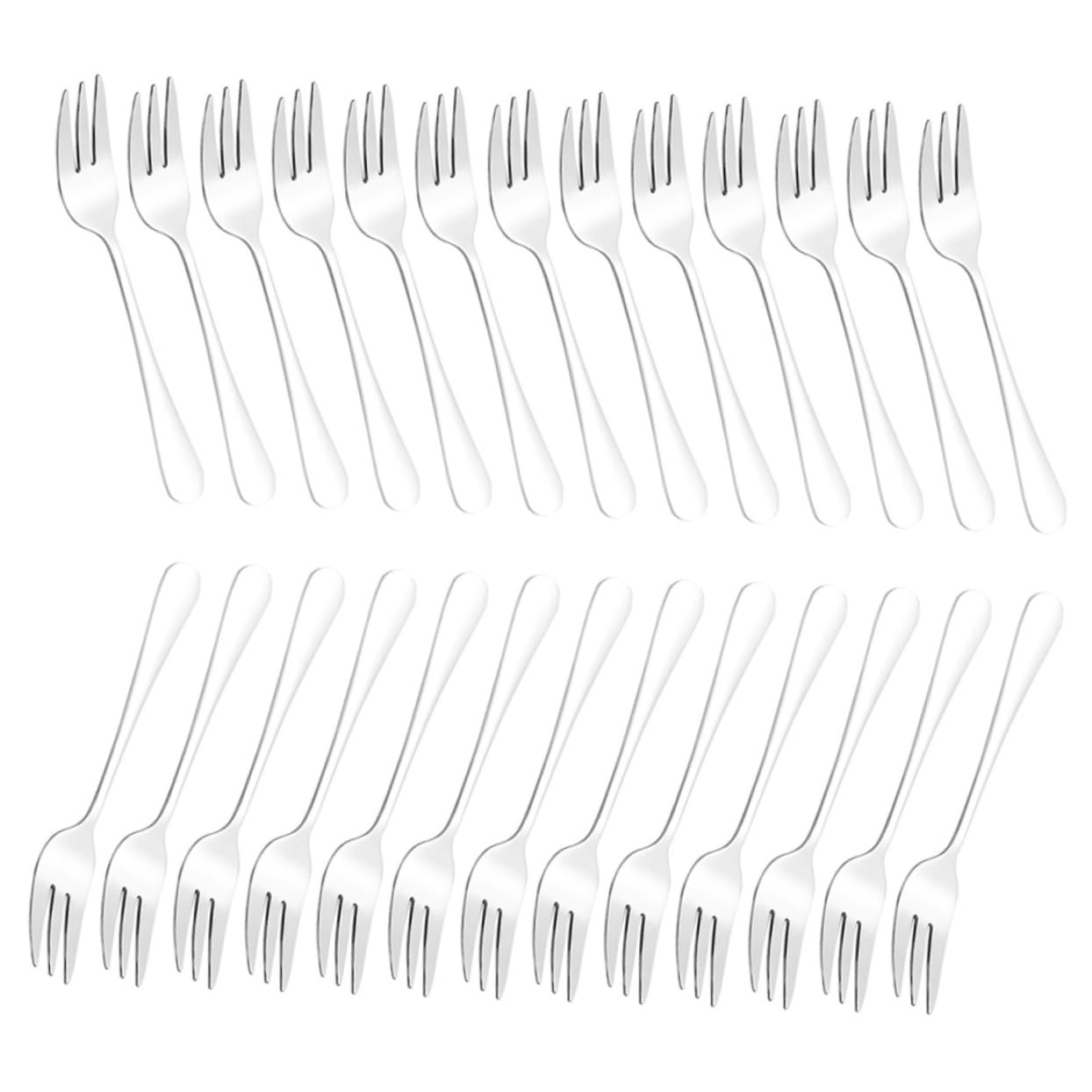 FUNOMOCYA 24pcs Stainless Steel Dessert Fork Multi Function Wear Resistant Forks for Fruits Cakes and Snacks Portable and Silverware for Parties and Everyday Use