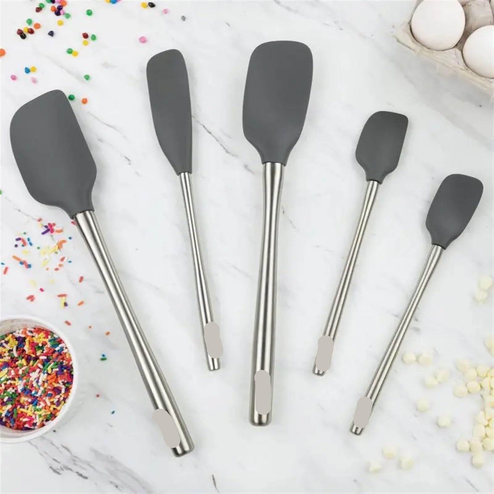EspáTula De Silicona Espátulas de silicona/acero inoxidable de 5 piezas, espátula for mezclar masa de repostería, crema for pasteles, espátula de silicona, herramientas de decoración for hornear, uten