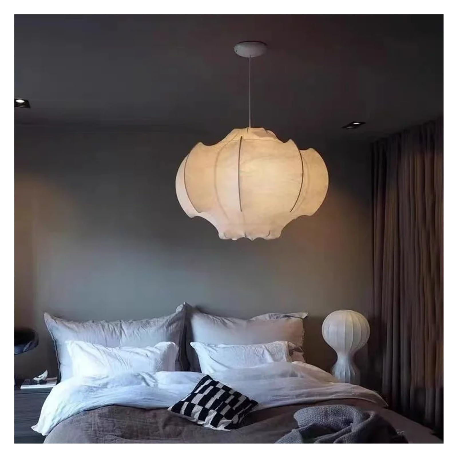 Suspension soie D50cm éclairage anti-éblouissement pour grand salon