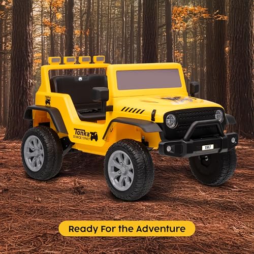 Image of Tonka - 12V Kids Ride-On Jeep with Rechargeable Battery and LED Headlights