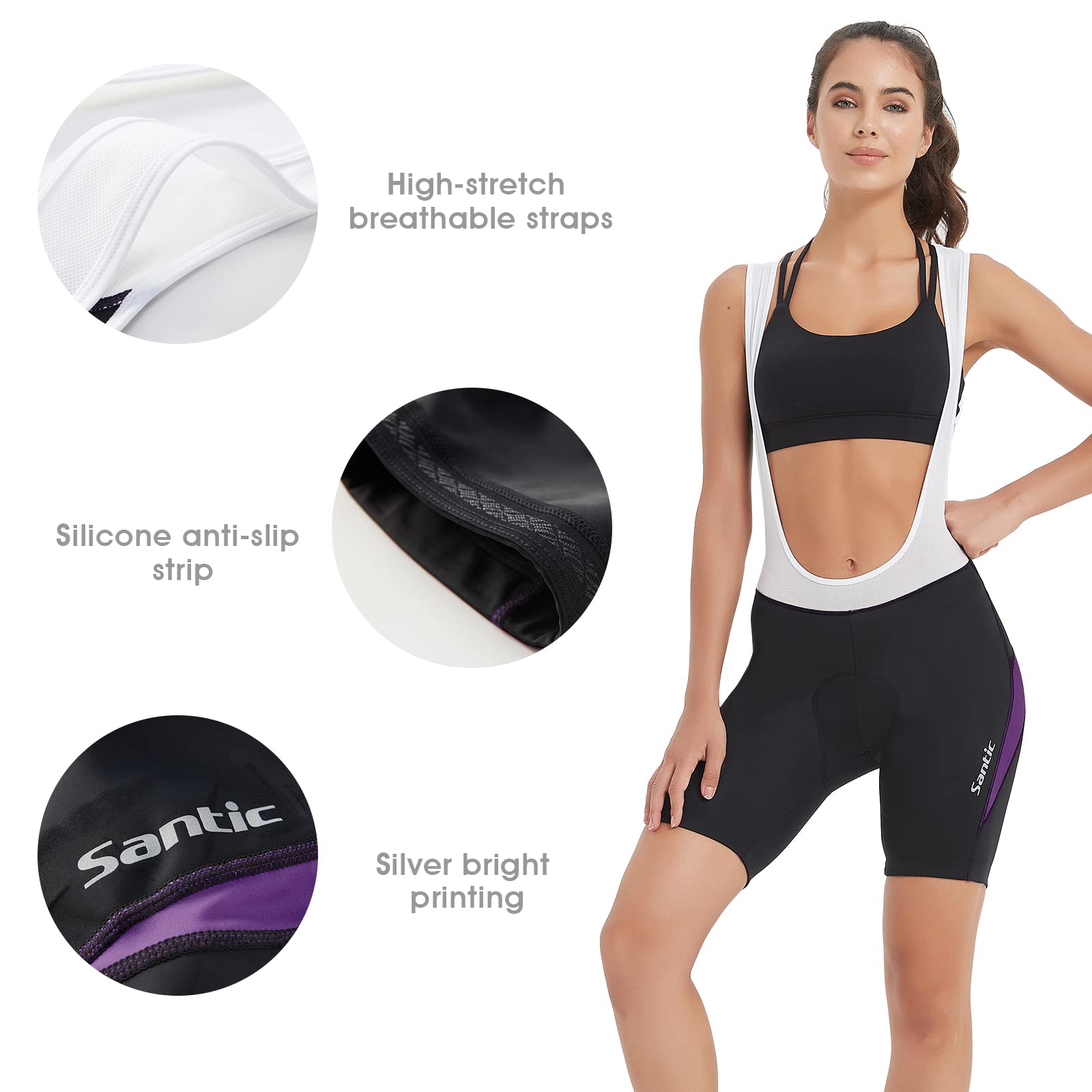 Santic Salopette Ciclismo Donna Breve Ciclismo Pantaloncini Imbottiti