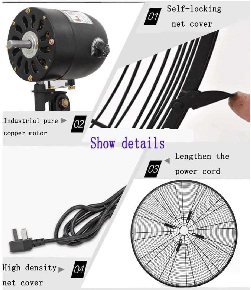 Wall-Mounted Industrial Fan, Power Shaking Head Horn Air Volume Electric 3-Speed Settings, Adjustable Tilt, Pure Copper Motor, Commercial & Factory Use(50cm)