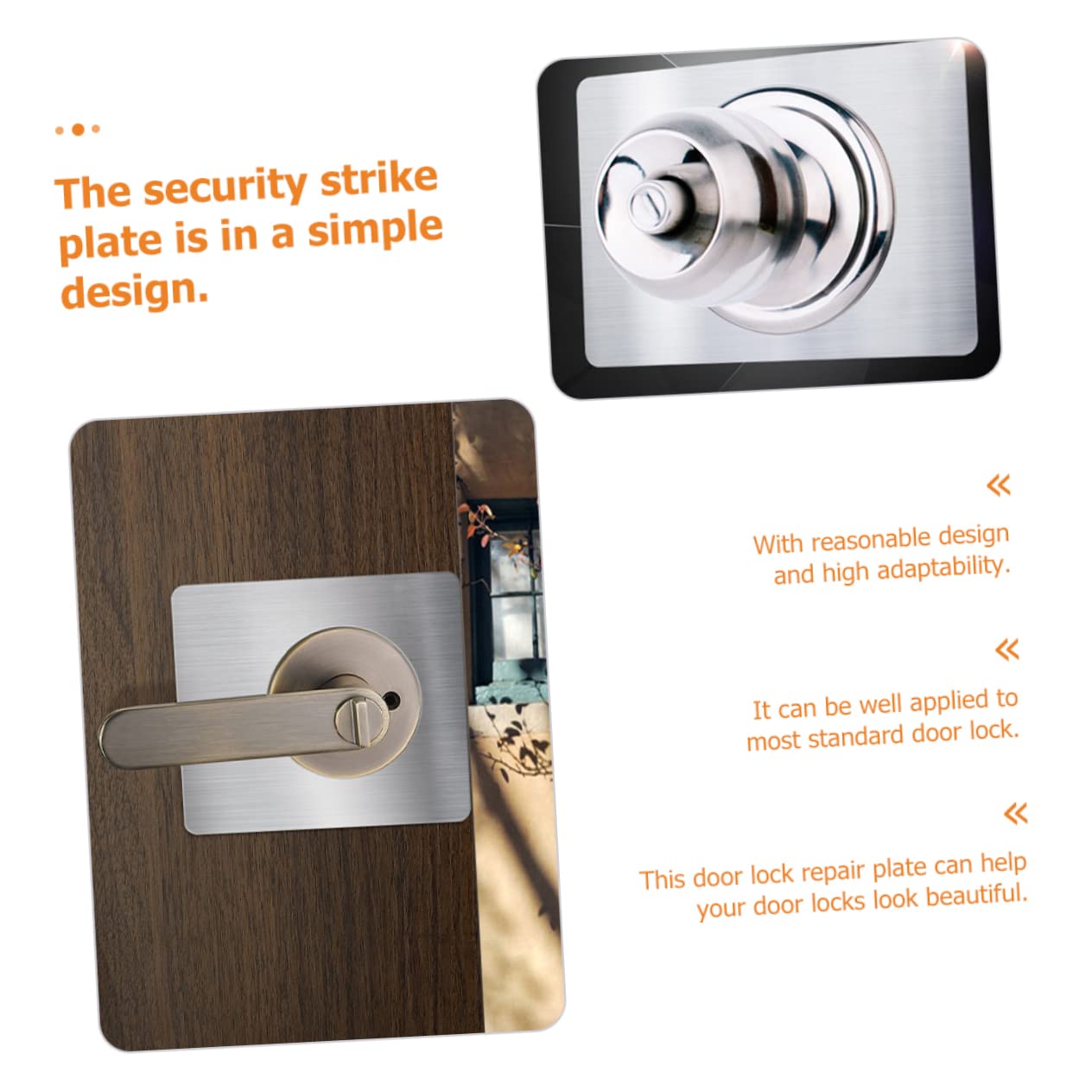 NUOBESTY 10 ensembles Pièce De Réparation De Serrure De Porte Plaque De Trou De Porte En Acier Renfort De Bouton De Porte Renfort De Serrure De Porte Plaques De Gâche Butée 2 pièces * 10