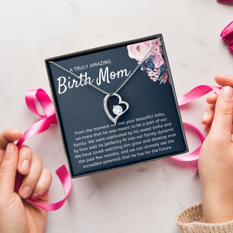 Birth Mom Necklace Message Card Box Forever Love Standard - From The Moment We Met - Appreciation Motherhood Pregnancy from Adoptive Parents
