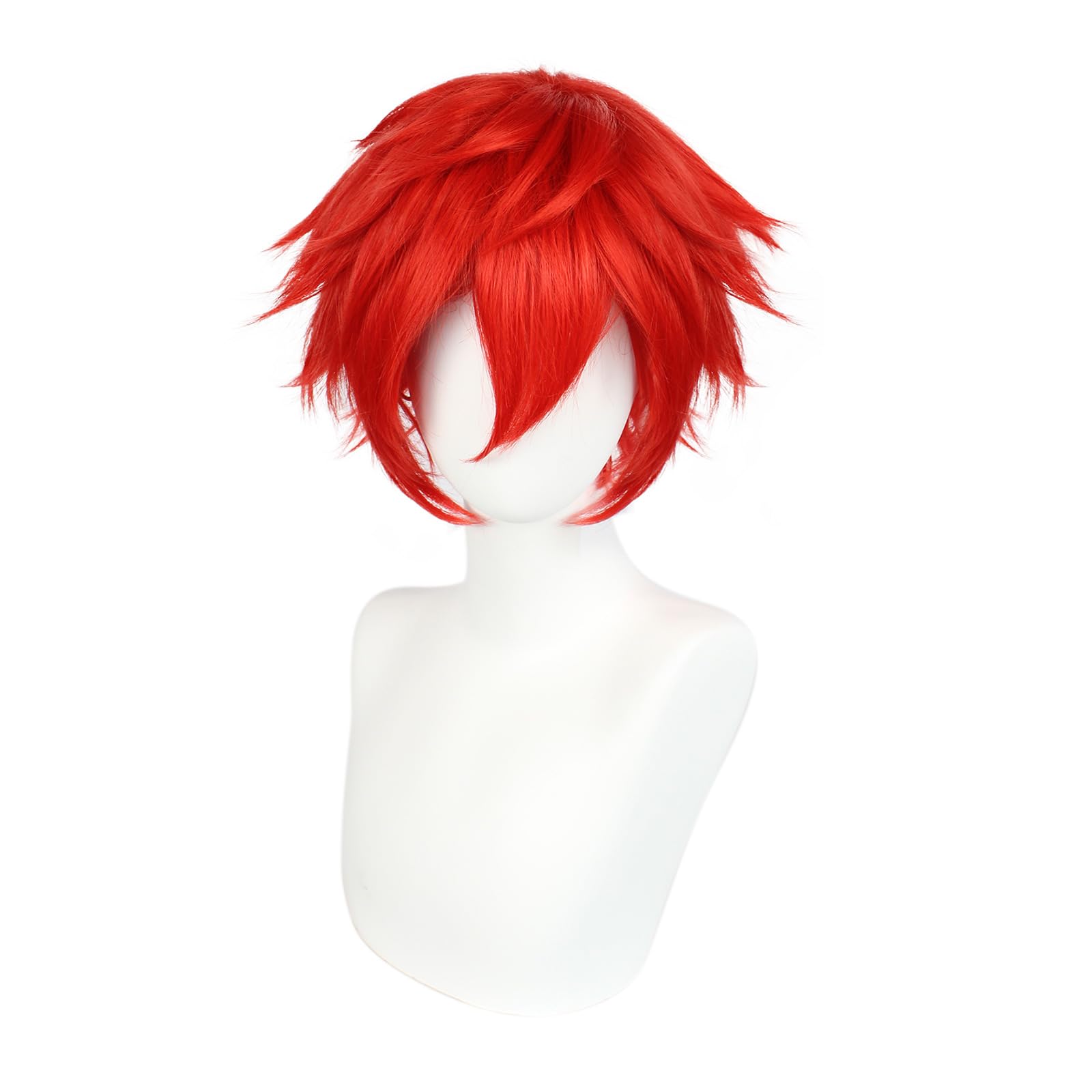 BEKIDER+1 Hair Cap Short Red Wig for Men Red Wavy Wig with Bangs for Halloween Christmas Event Costume Party - Image 2
