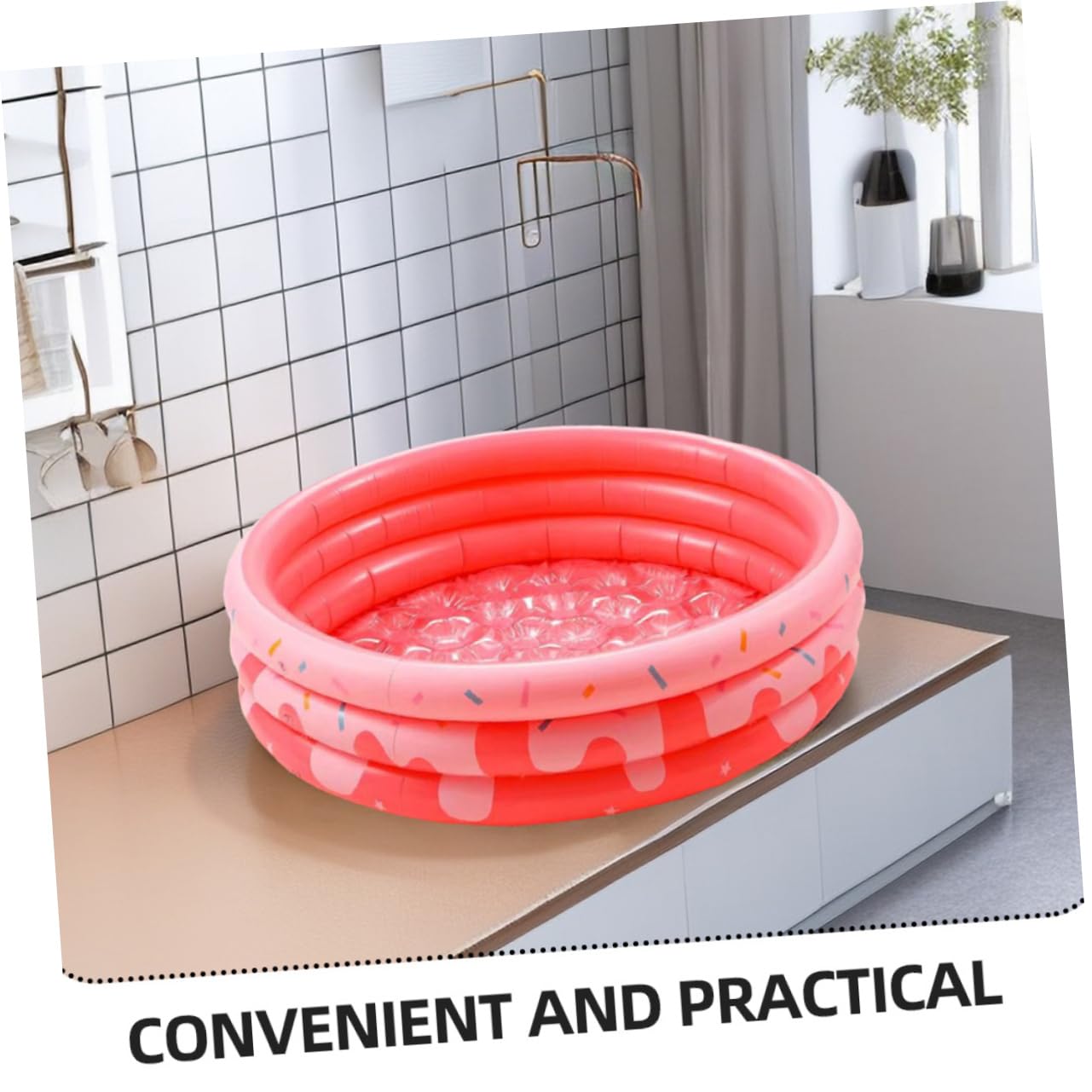 Grueso PVC Piscina Inflable Redonda Rosa de Niños