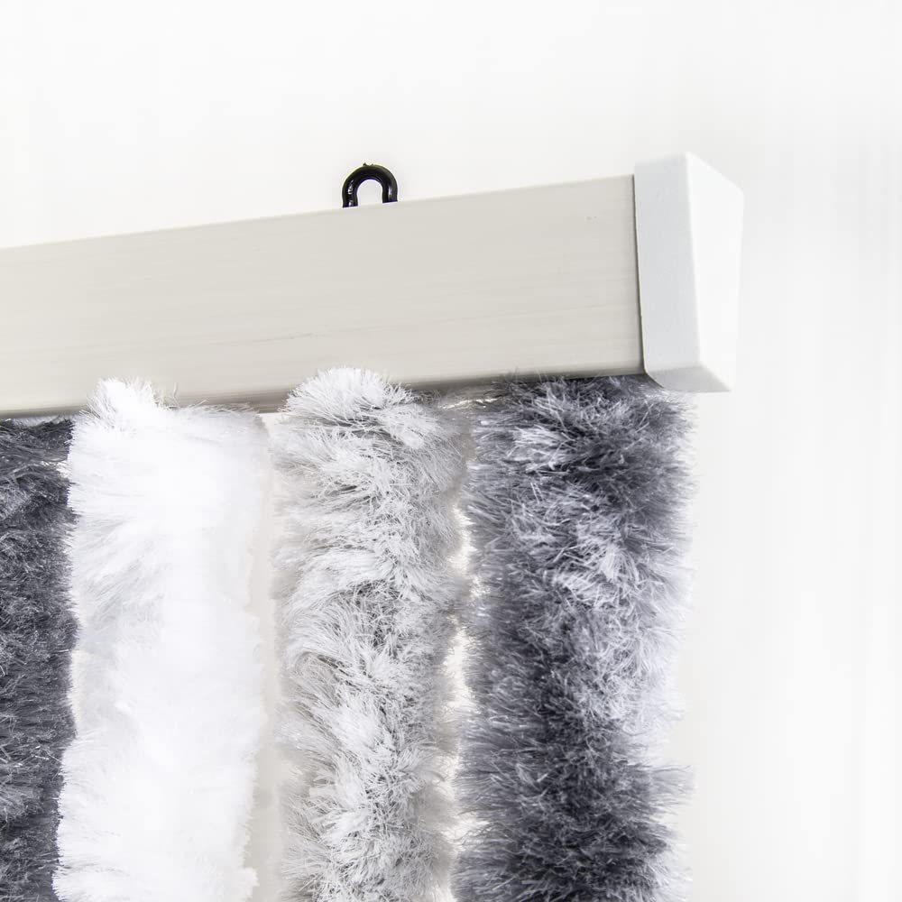 VERDELOOK | Tenda Ciniglia da Sole 100x220 cm, Bianco e Grigio, Fili: 24, Tenda per Porta Anti-Insetti e Anti Luce
