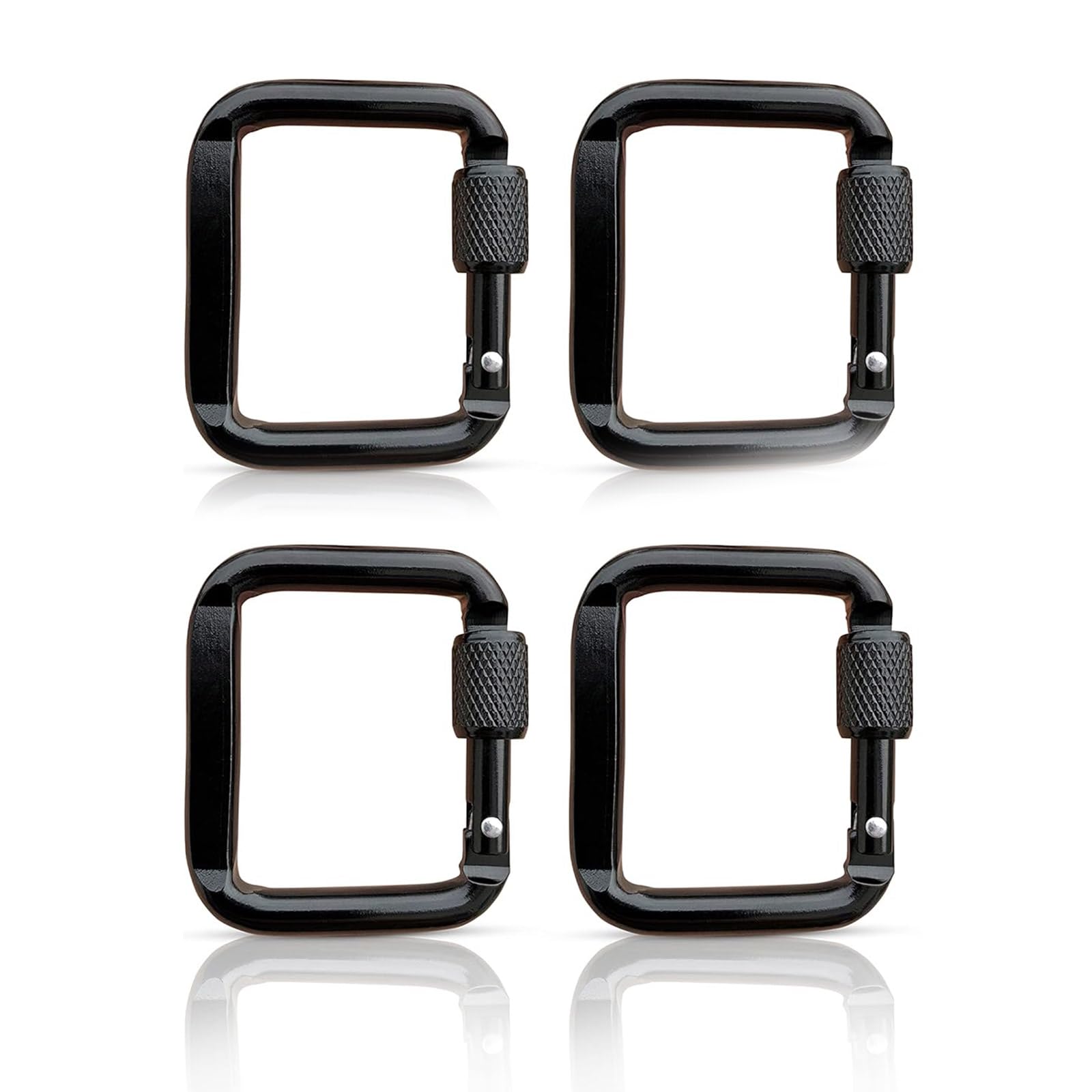 Maxtonser 4 Pcs Square Carabiner with Screw Clasps Aluminum Alloy Carabiner Buckle Keychain Climbing Button Camping Hiking Hook