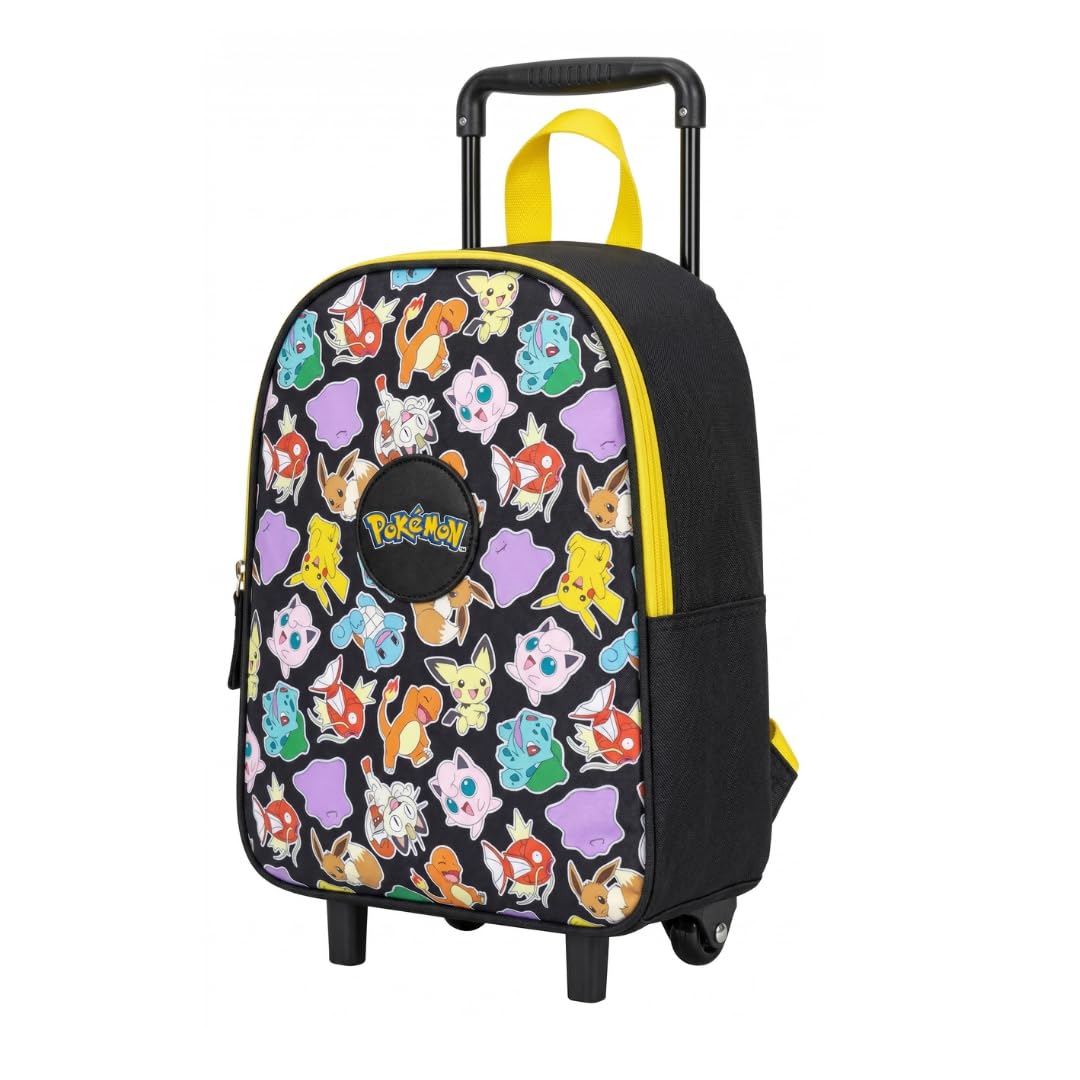 mybagstory | Sac à Dos à roulettes Pokémon 32cm | Cartable Trolley Enfant Pikachu Noir et Jaune | Sac Scolaire Maternelle et Loisirs | Polyester Résistant