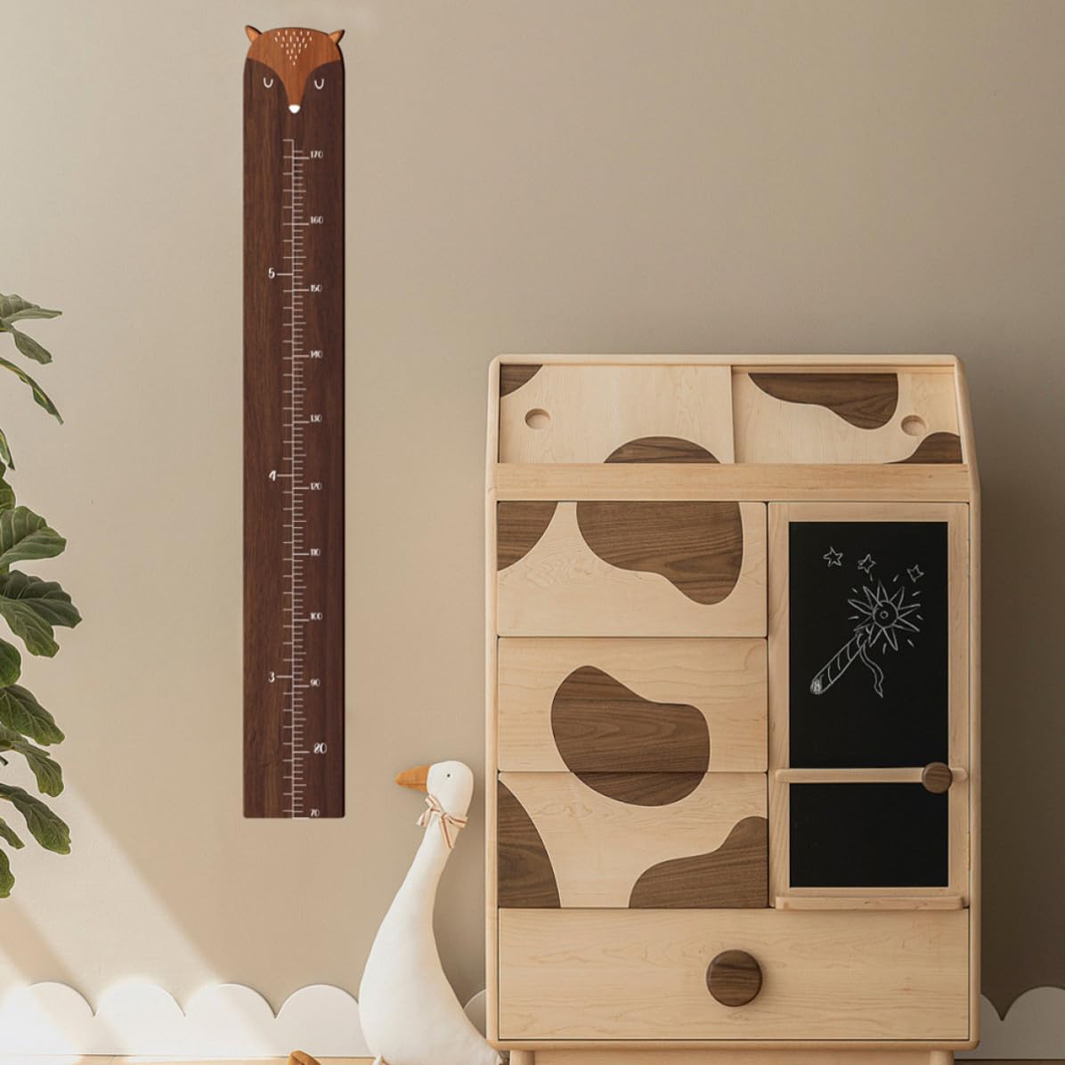 Balacoo Tabla de Crecimiento Infantil Medición de Altura Estable y Resistente Diseño de Jirafa de Madera para Decoración de Habitación para Pared