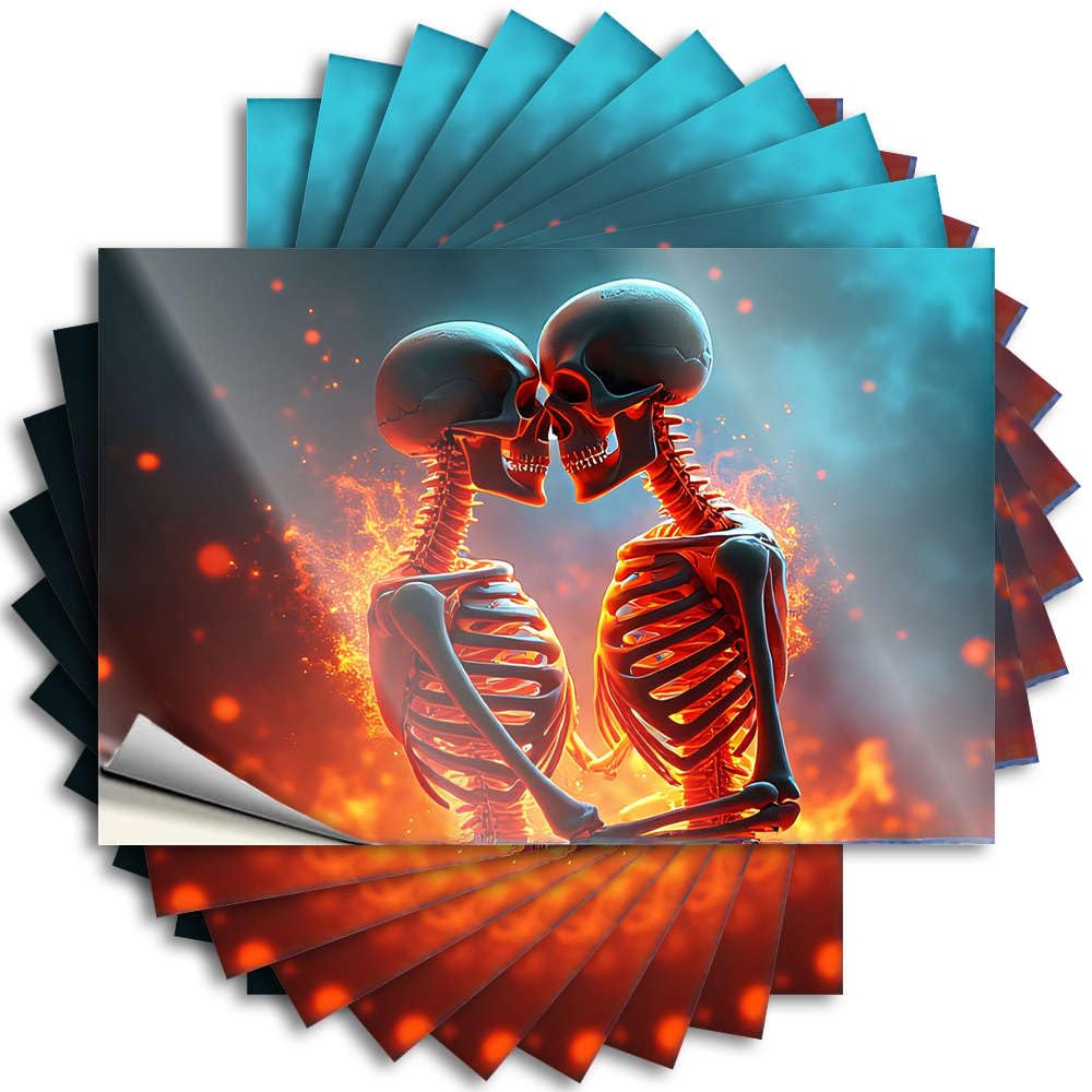 Bathroom Stuff Friends Quote - Two Skeletons in Love Glowing with Fiery Passion Case Waterproof Vinyl Sticker(12X18CM)