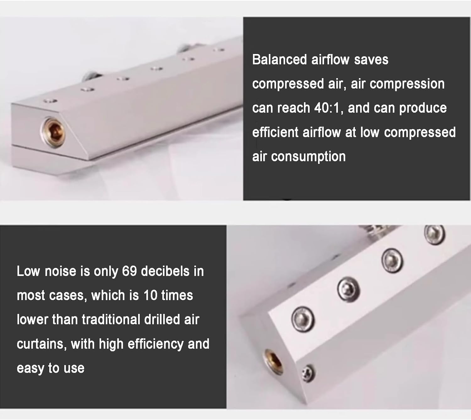 Soffiatore a lama d'aria, lama per rimozione polvere in lega di alluminio resistente con interfaccia filettatura da 1/4" per uso industriale con compressore d'aria