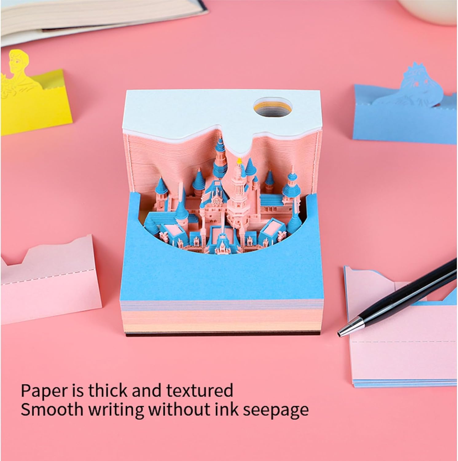 Notatnik 3D, magiczny zamek ze światłem, papier do rzeźbienia, artystyczny, nieprzylepny, DIY, kostki, karteczki, naklejki, notatki, do biura, domu, kreatywny prezent