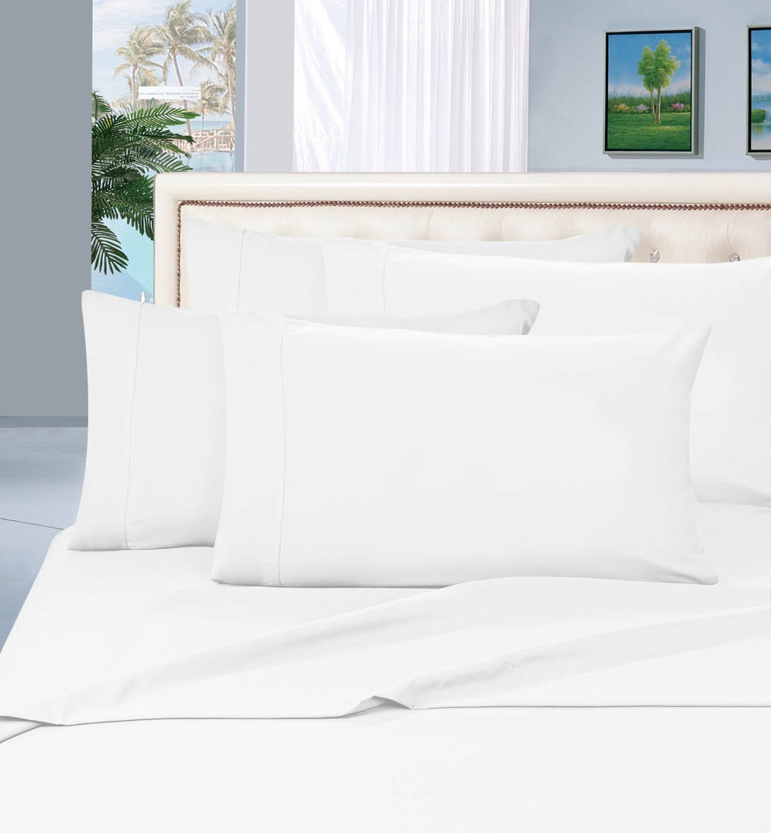 Elegance Linen 1500 Series Luxurious Silky Soft Wrinkle Resistant 4 pc Sheet Set, Deep Pocket Up to 16