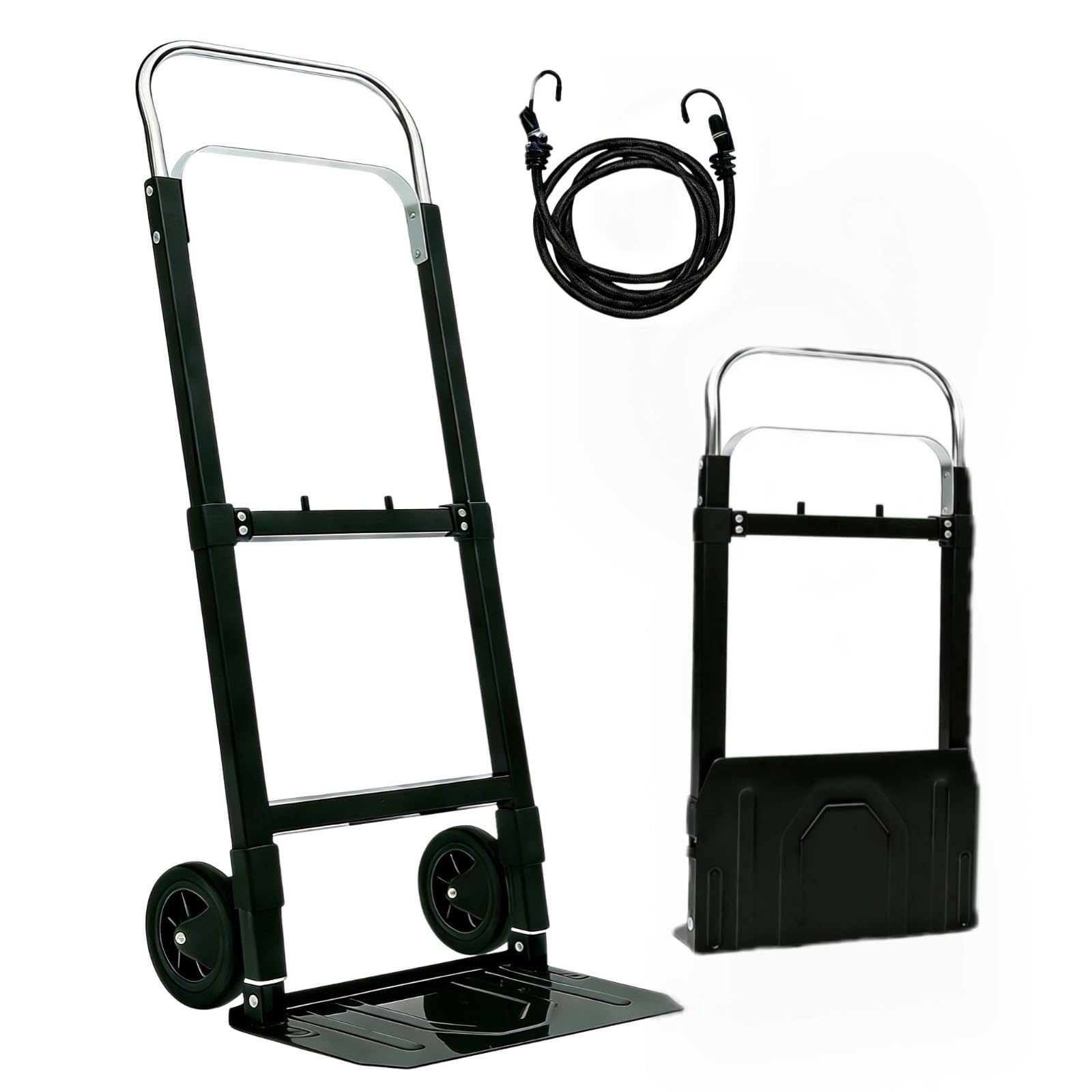 SST klappbarer Handtransportwagen mit Rädern, 91 kg Kapazität tragbarer Dolly-Wagen, Nutzwagen mit verstellbarem Griff, zusammenklappbarer Dolly für Umzug, Reisen, Einkaufen, Flughafen, Büro