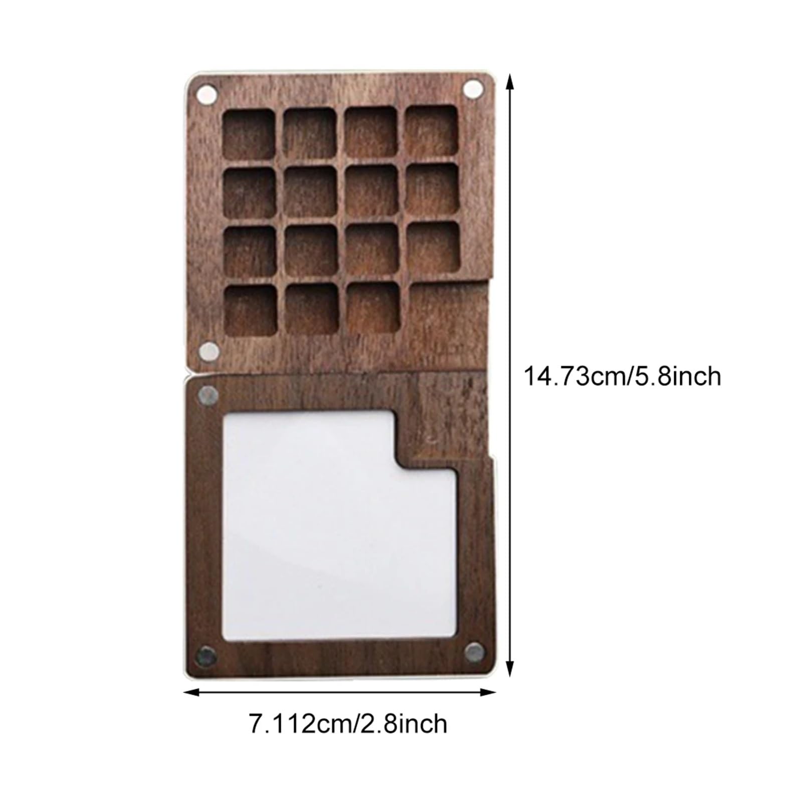 Kleiner Aquarellkasten 8/15 Farben Tragbares Aquarellset Aquarellpigmente Mini-Walnuss-Farbkasten Skizzenbuch for Künstlerbedarf für Anfänger(8 Grid 15 Grid Set)