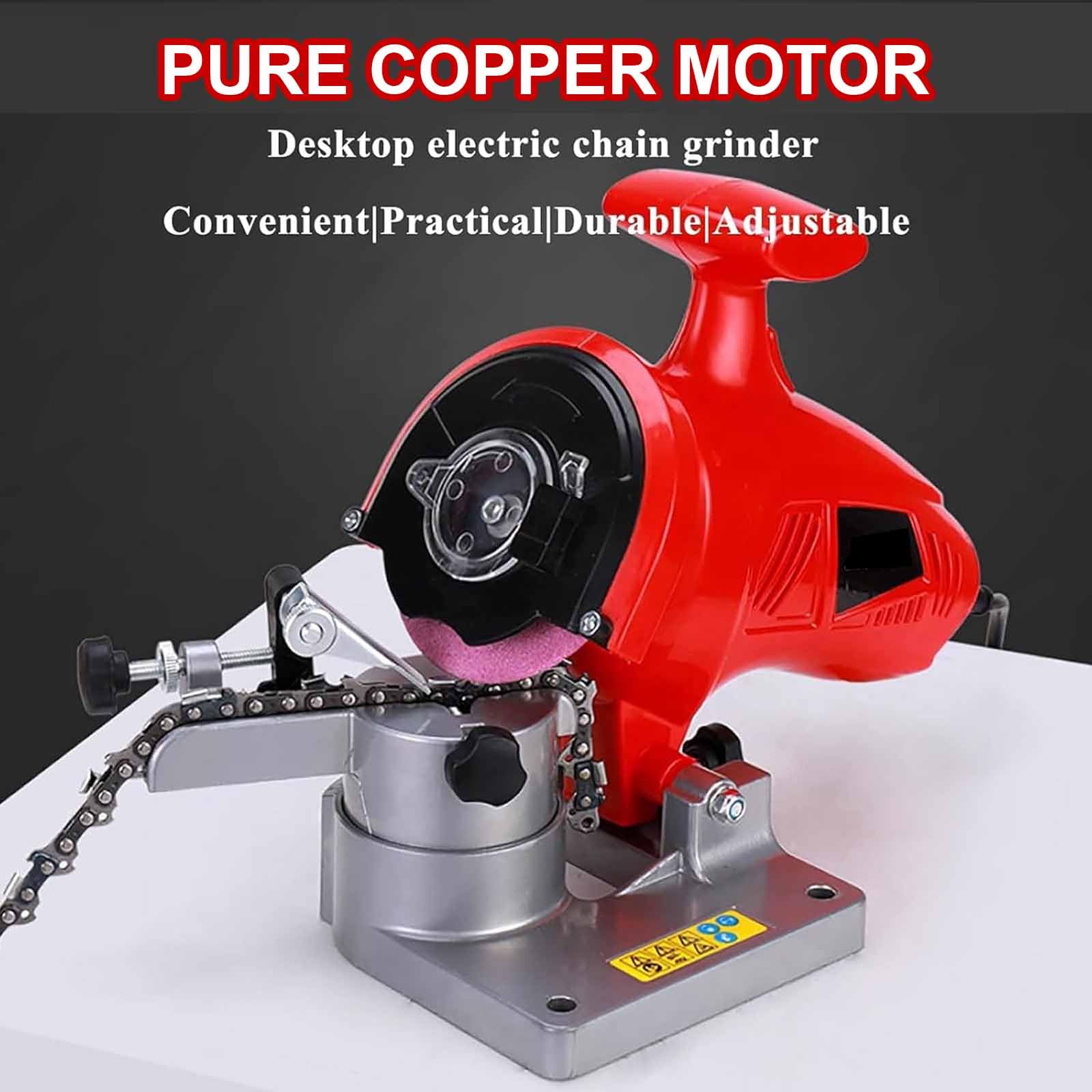 Afilador Eléctrico para Motosierras, 7500 RPM, Amoladora De Alta Velocidad con 2 Discos Afilado, Ángulo Afilado 0 a 35°, Grosor De La Muela: 3,2 Mm, para Afilar Cadenas De 12 a 20"