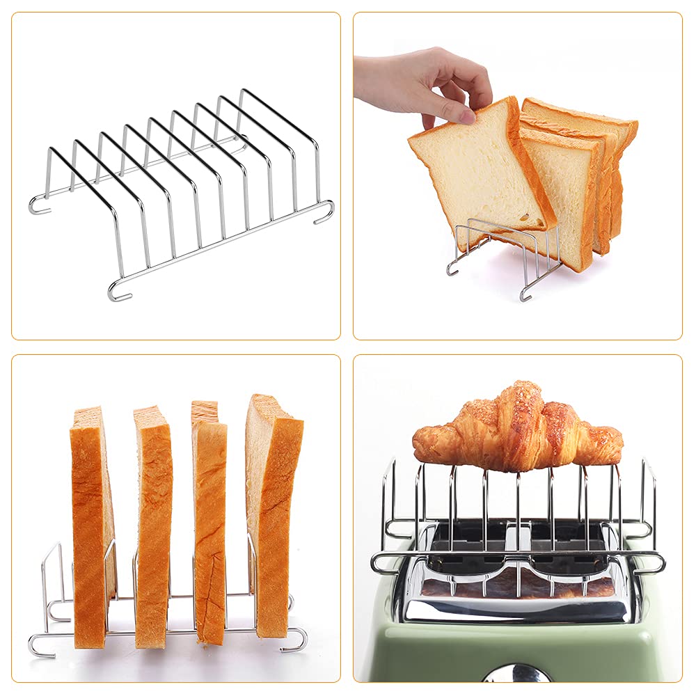 Porta Toast In Acciaio Inox - 2 Pezzi Con 8 Scomparti - Griglia Per Pane Tostato - Per Tostapane, Friggitrice Ad Aria - Foto 4