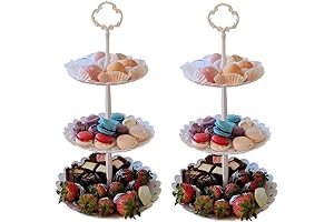 Tea Party Plates: White Round 2-Tier Serving Tray Stand