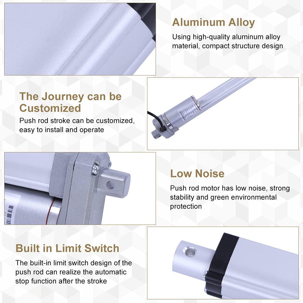 Attuatore Lineare 1500N Sollevatore 200mm / 350mm / 400mm / 450mm / 700mm / 750mm Corsa Motore Elettrico 12V per Elettricità, Chimica, Medico, Metallurgia, Trasporti, Navi (700MM)