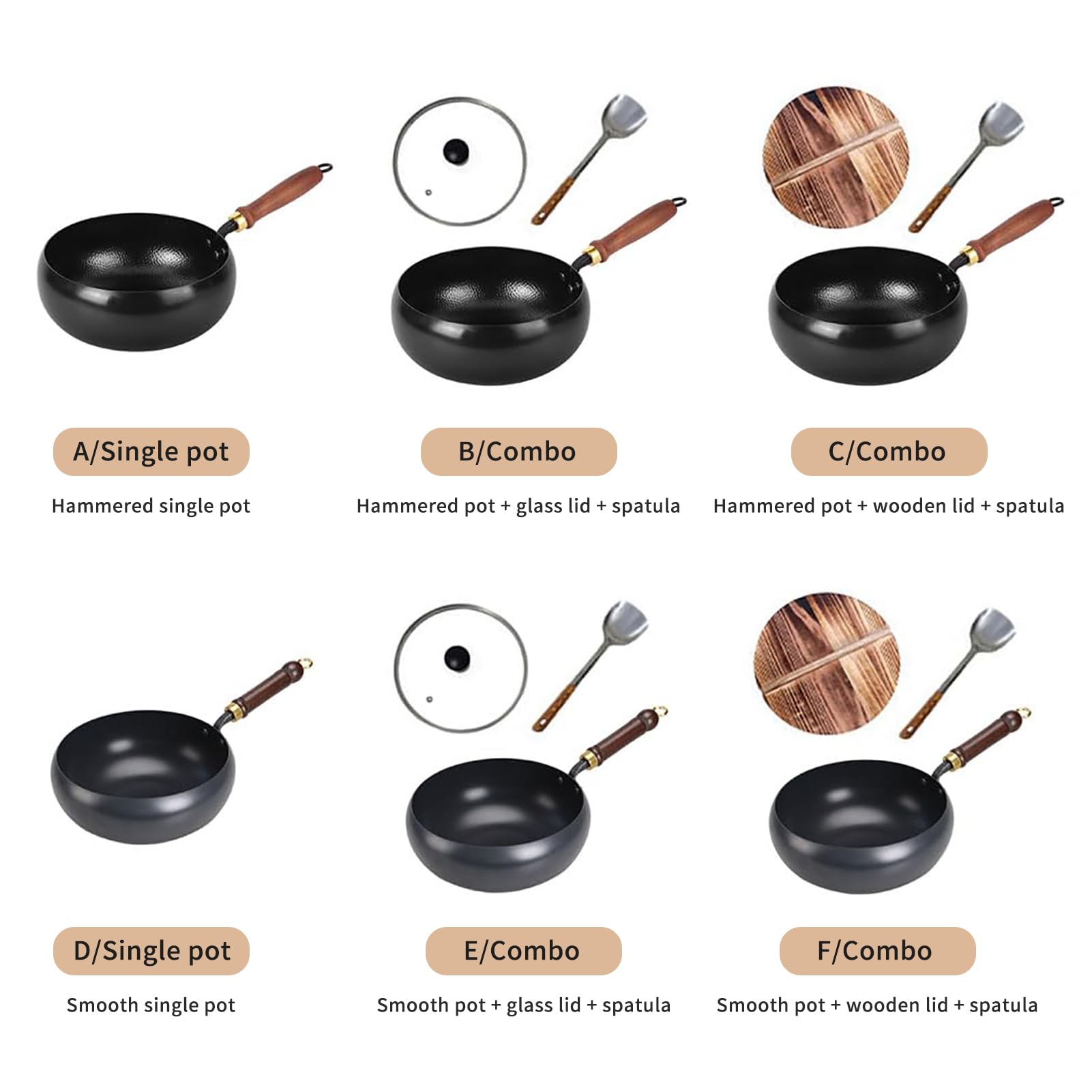 GAOXIAO Sartenes Hierro Fundido Mango Extraible, Sarten Japonesa Hierro Fundido, Sartén Wok de Hierro Fundido Forjada a Mano para Cocinas Eléctricas Inducción Cocinas de Gas F/Combo 28 cm