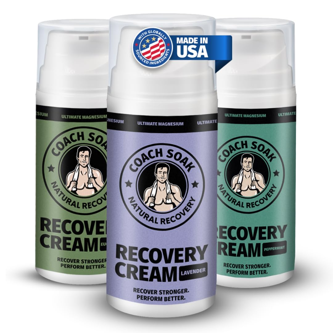 Coach Soak Topical Magnesium Lotion with MSM - Natural Recovery Cream with Magnesium Chloride, Vitamin C & Menthol, Rapid Absorption & Relaxation for