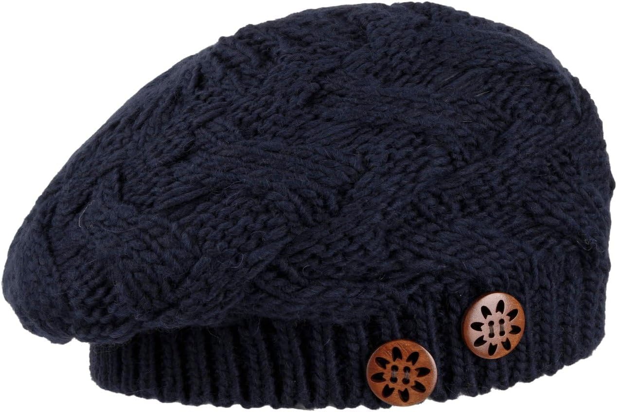 Lierys Jil Women's Beret with Buttons Knitted Hat New Wool Made in Germany Women Autumn Winter image 5