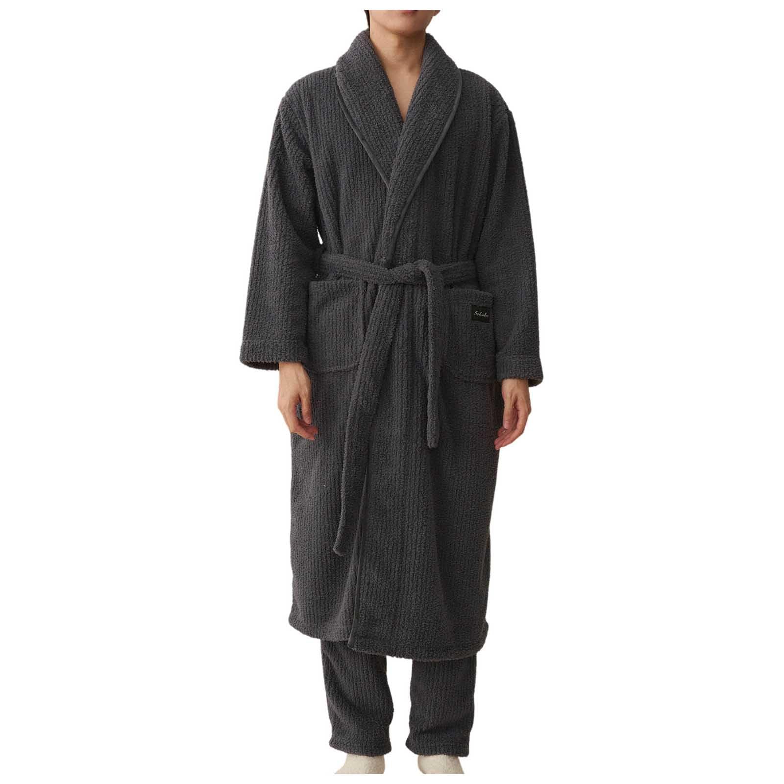 Generisch Albornoz para hombre, otoño e invierno, grueso terciopelo coral, albornoz de terciopelo coral, conjunto de pijamas, juego de parejas, pelo de coral, suave, cómodo, lavable, cómodo juego de