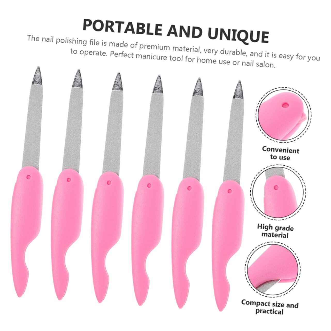 Lot de 8 Petites Limes à Ongles Pliantes en Métal Rose