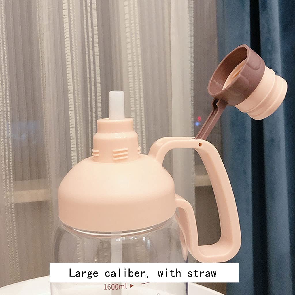 Générique Bouteille Bouteille d'eau Bouteille d'eau De Motivation 1800 Ml/60 Oz avec Paille, Bouteilles À Boire Transparentes pour Sports De Plein Air avec Échelle De Volume Sport Gourde Eau