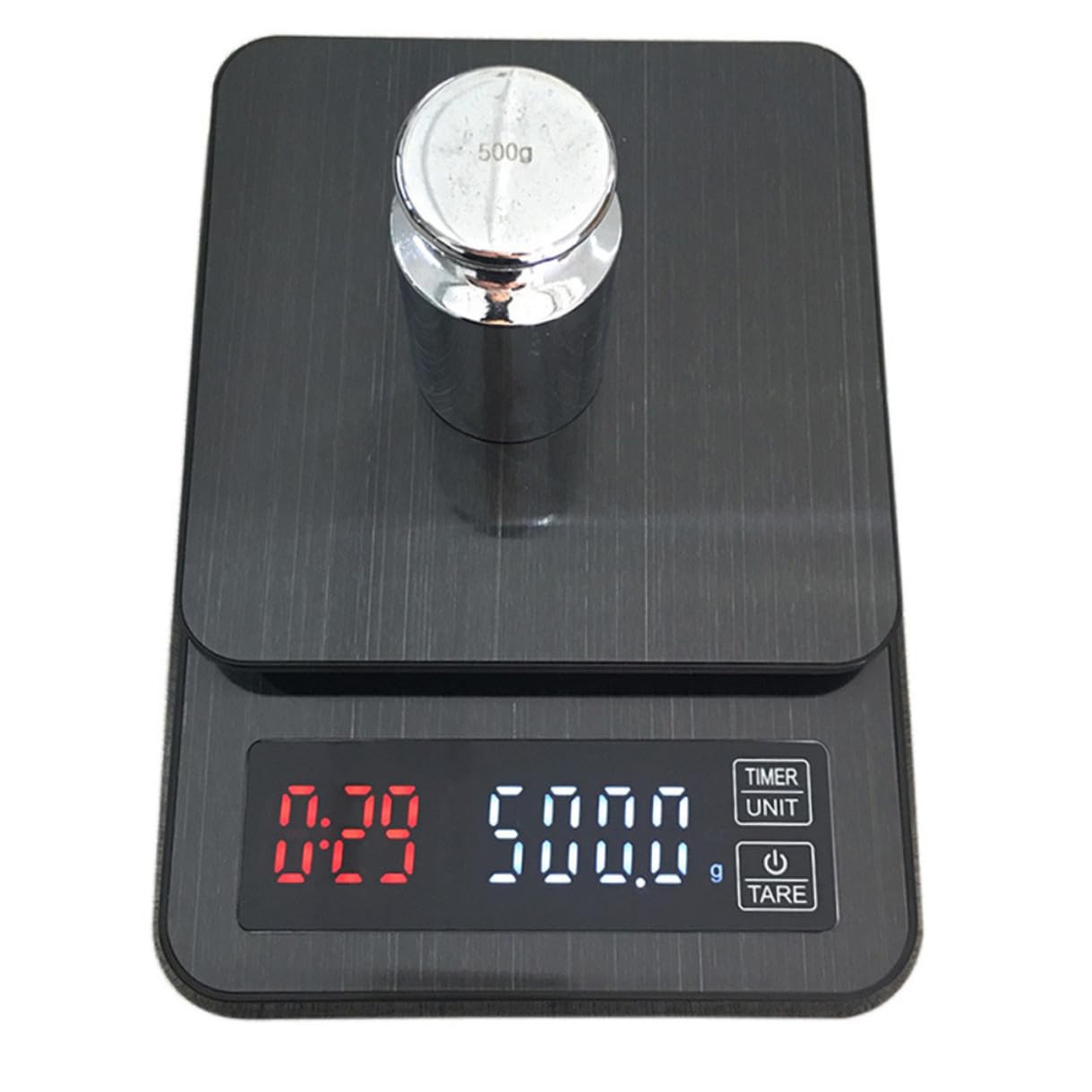 Hohopeti Báscula Electrónica Multifuncional y Alta Precisión para Café y Cocina con Temporizador, Capacidad 5kg, Pantalla LED Grande para Hornear y Pesar Alimentos