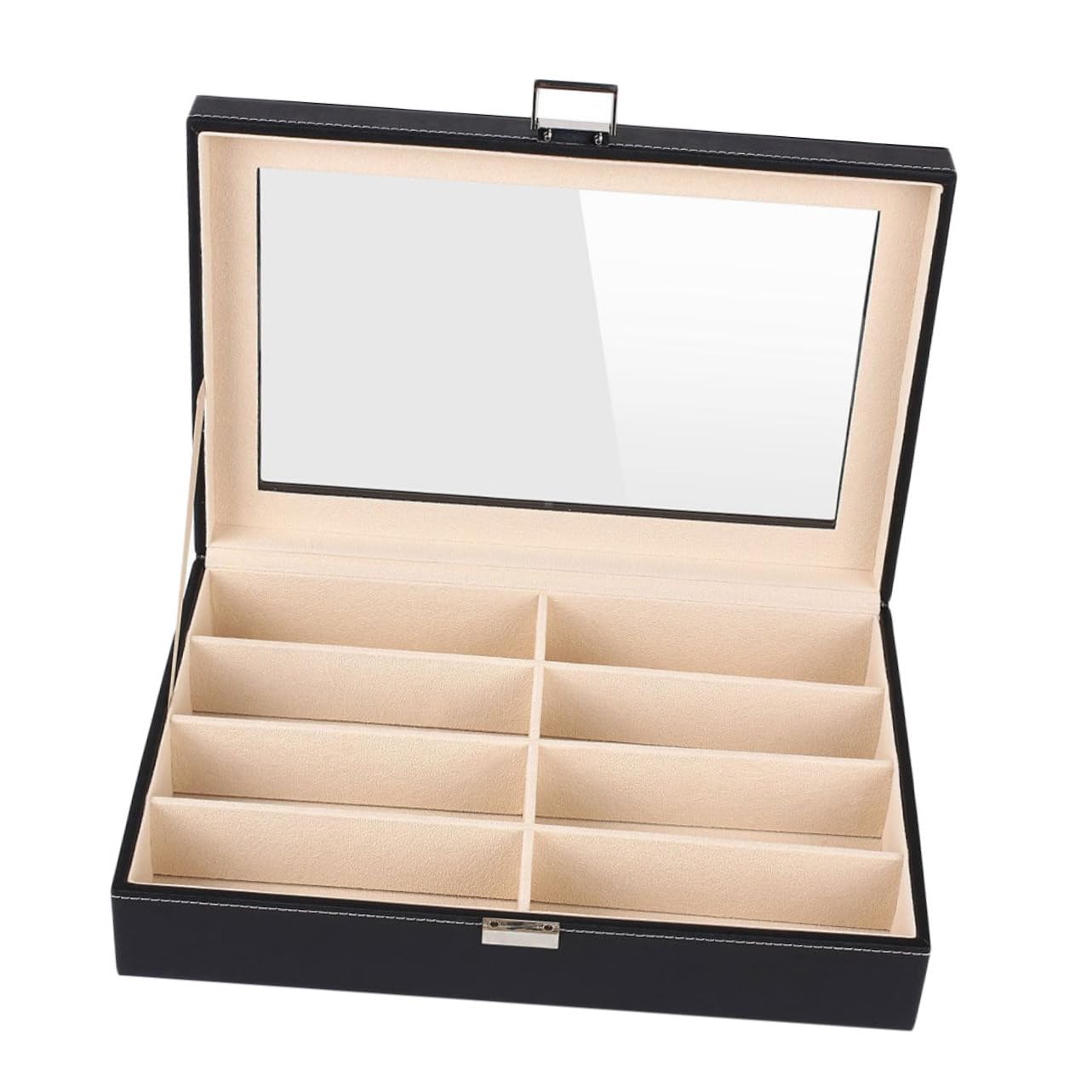 LIFKOME Boîte à Bijoux en Pu Rangement pour Lunettes de Soleil, Protection et Présentation, Noir, pour Usage Personnel et Rangement à Domicile