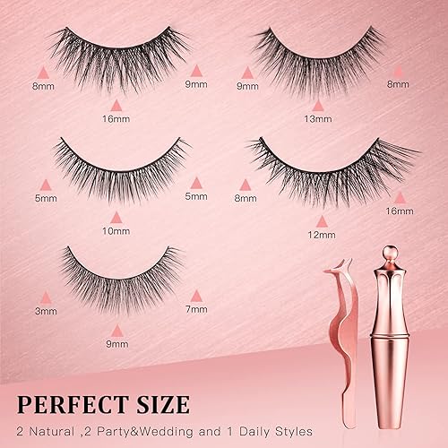 Miniatura 5 de Kit de pestañas magnéticas de aspecto natural pestañas postizas cortas de primera calidad sin pegamento pestañas postizas redondas reutilizables